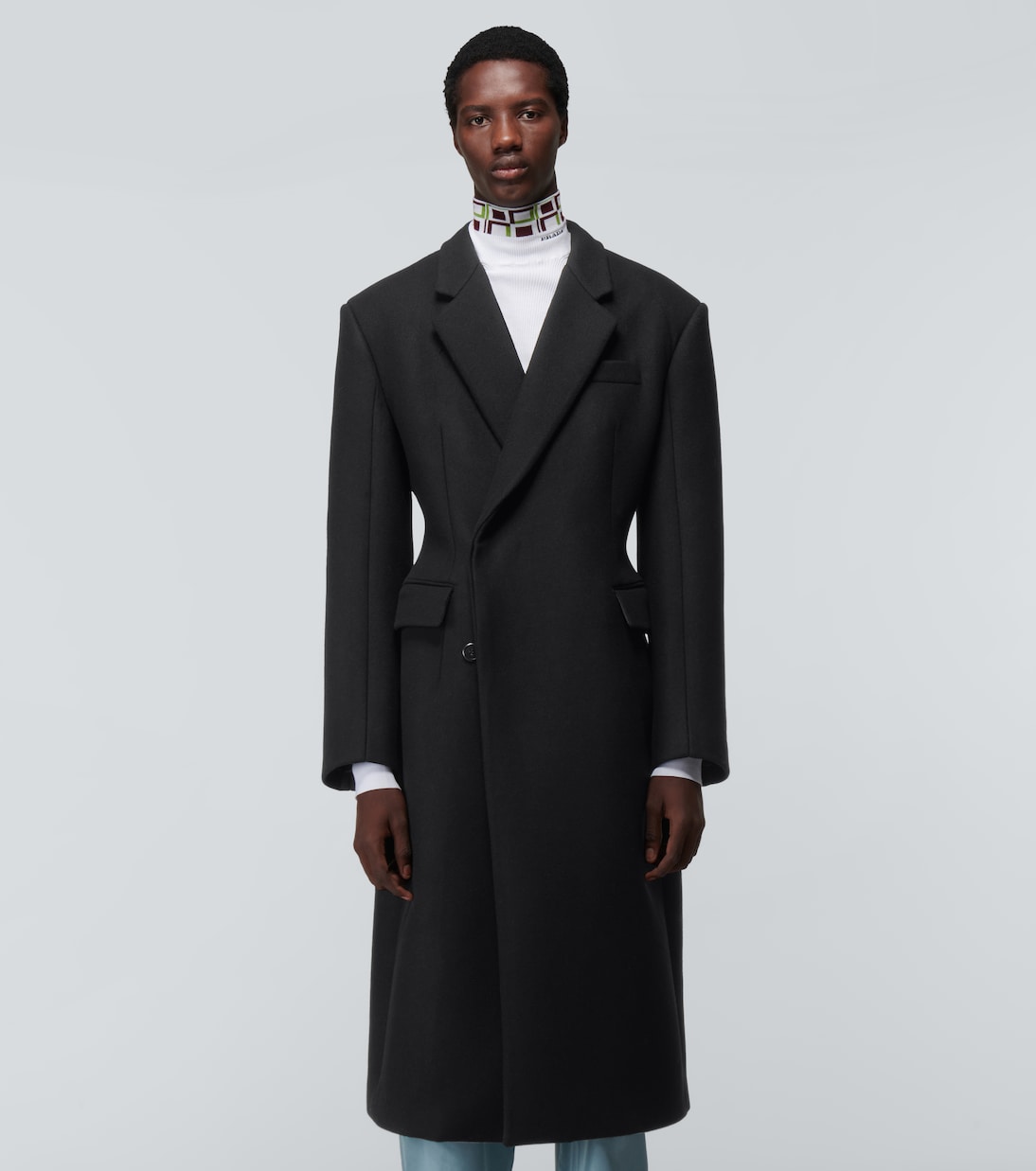 Double-breasted virgin wool overcoat | Prada