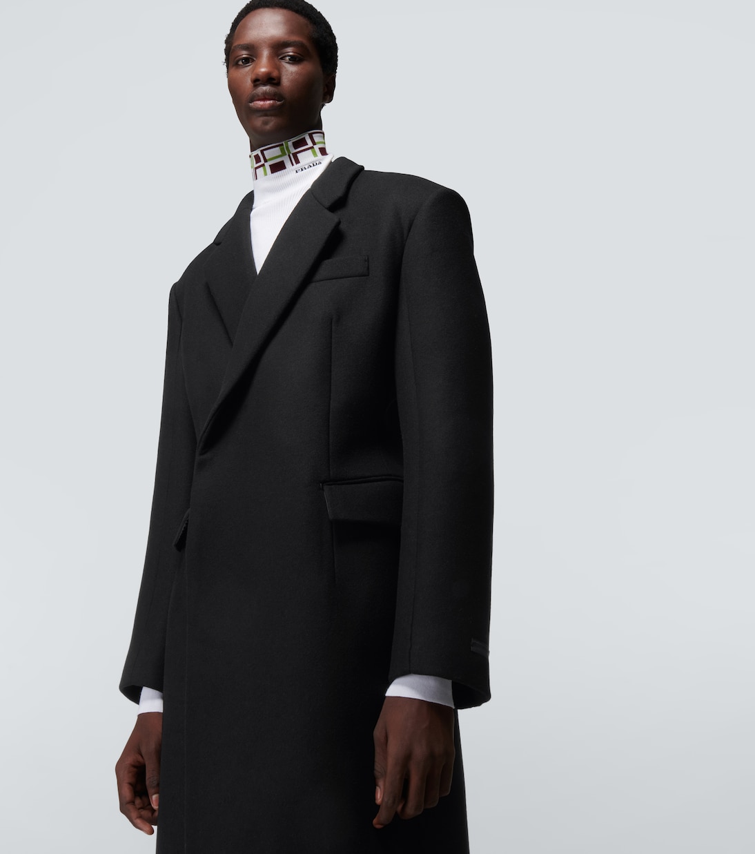Double-breasted virgin wool overcoat | Prada