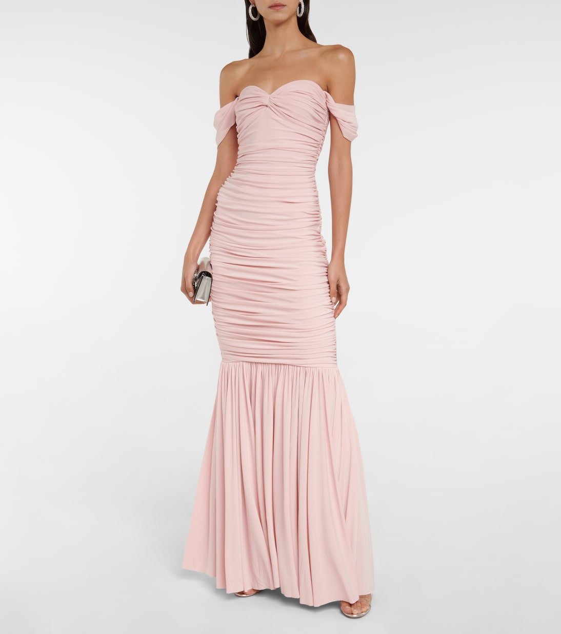 Diana ruched off-shoulder maxi dress | Norma Kamali