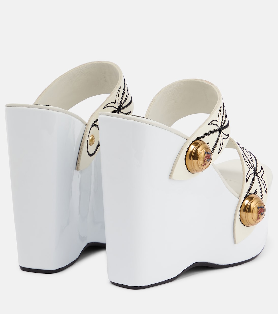 Sandali con zeppa in pelle con ricamo | Pucci