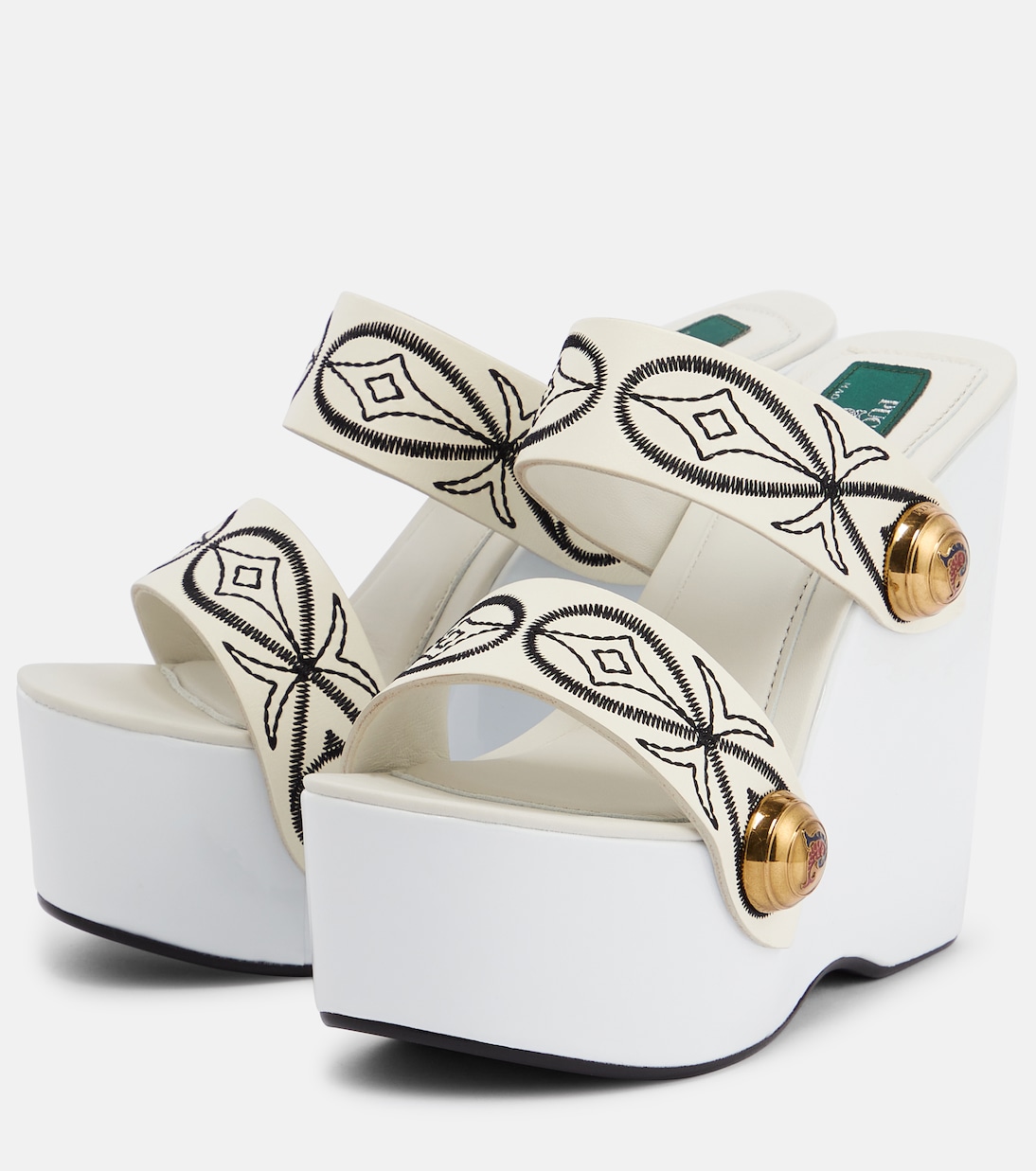 Sandali con zeppa in pelle con ricamo | Pucci