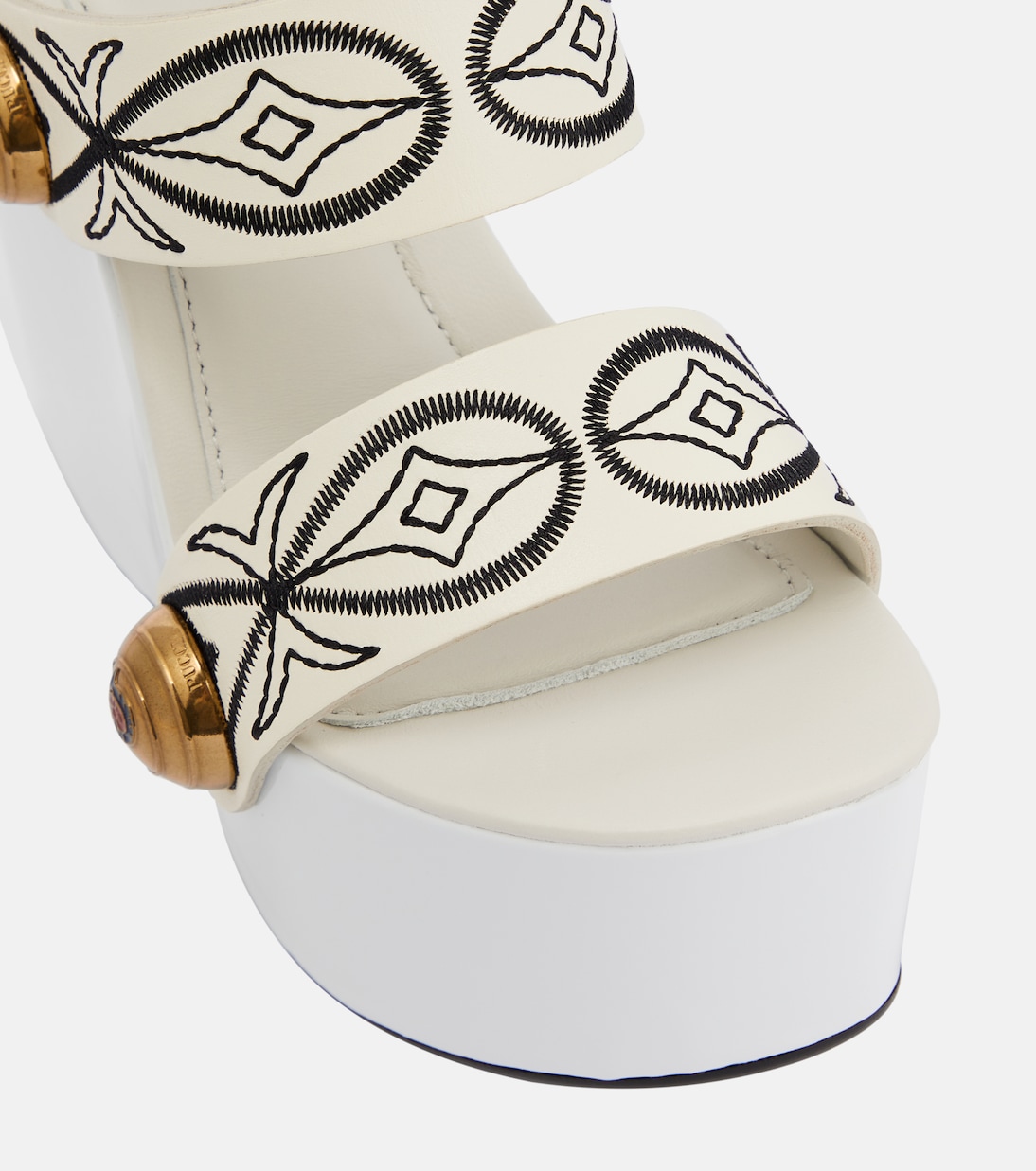 Sandali con zeppa in pelle con ricamo | Pucci