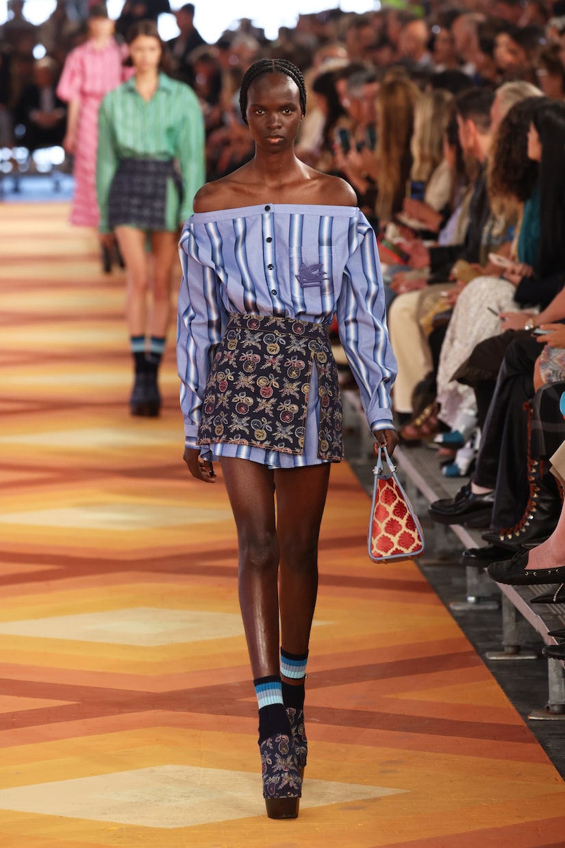 Robe rayée à encolure bardot | Etro
