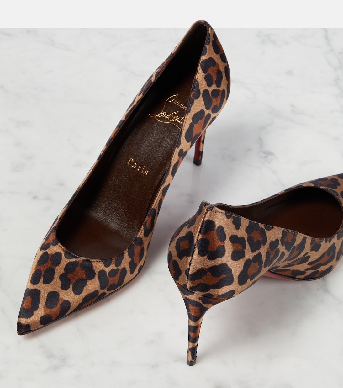 Kate 85 leopard-print satin pumps | Christian Louboutin