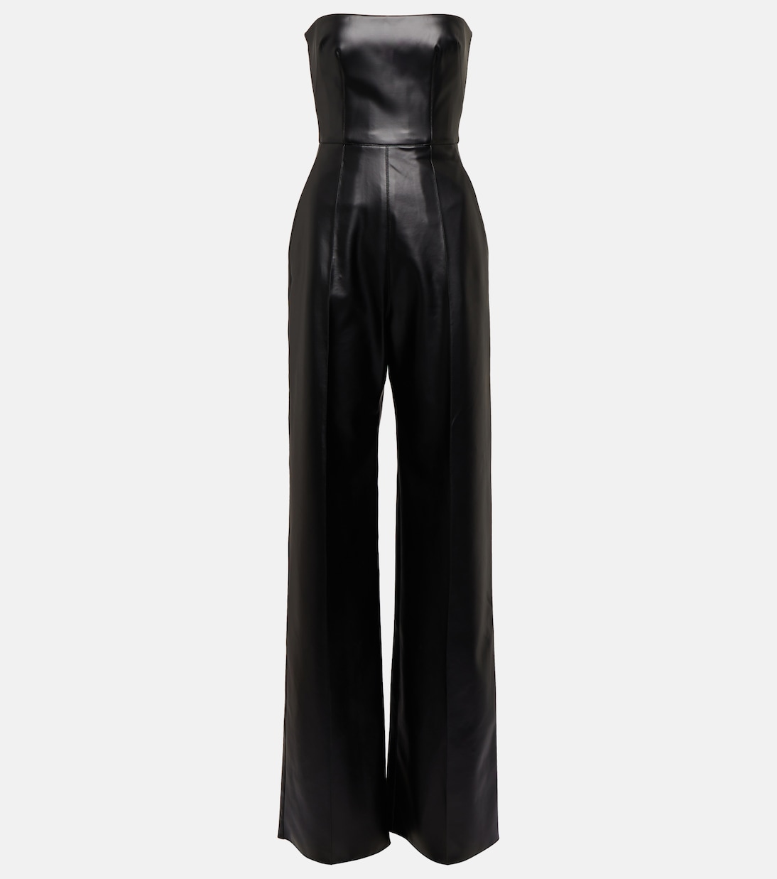 Strapless faux-leather jumpsuit | Alex Perry