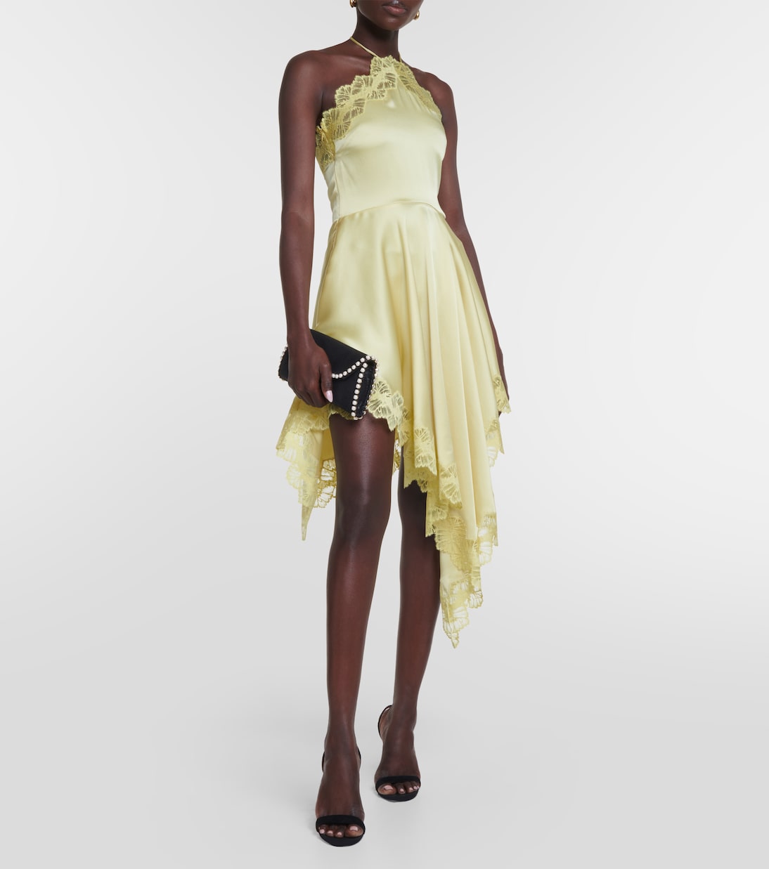 Lace-trimmed satin midi dress | Stella McCartney