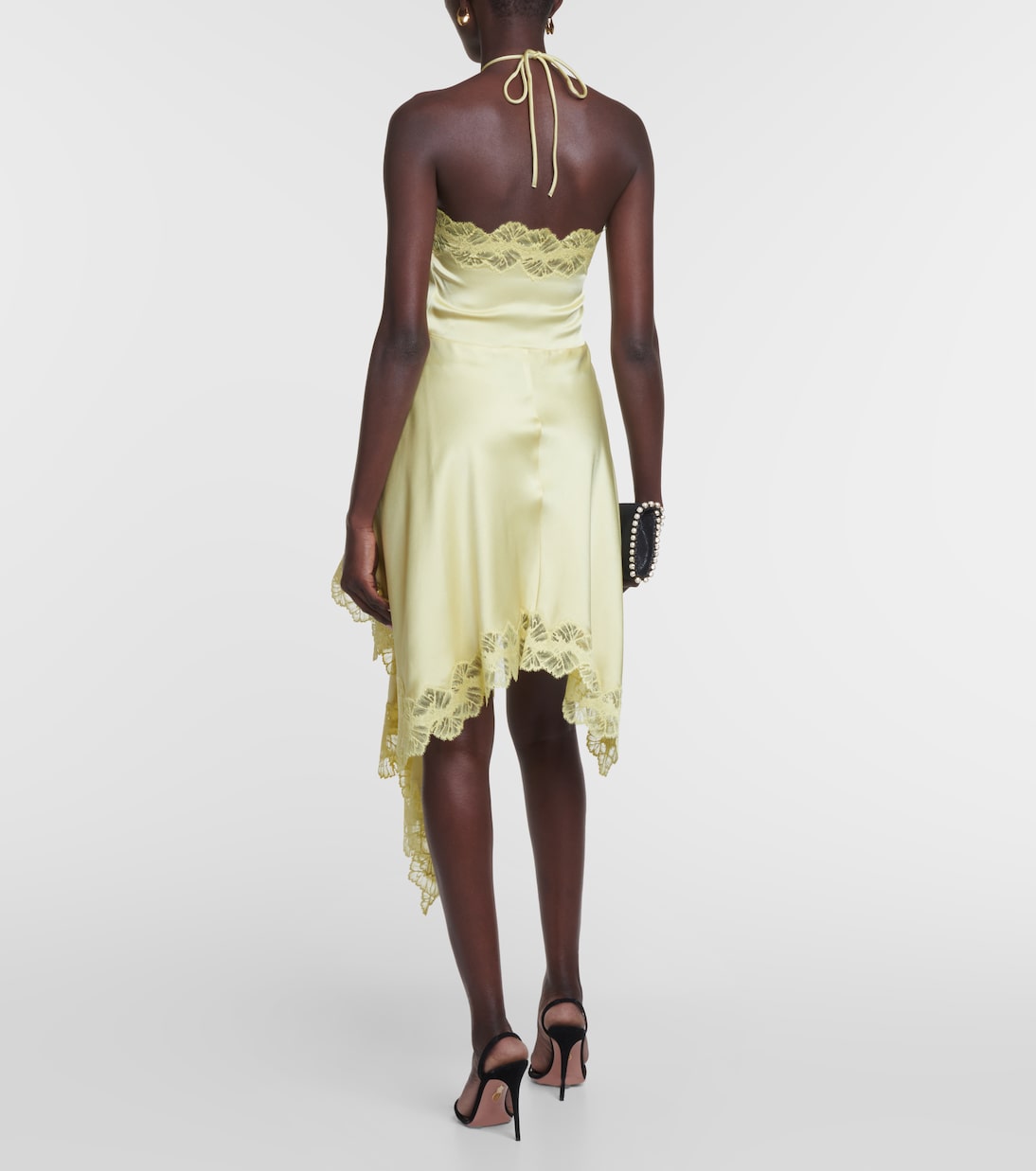 Lace-trimmed satin midi dress | Stella McCartney