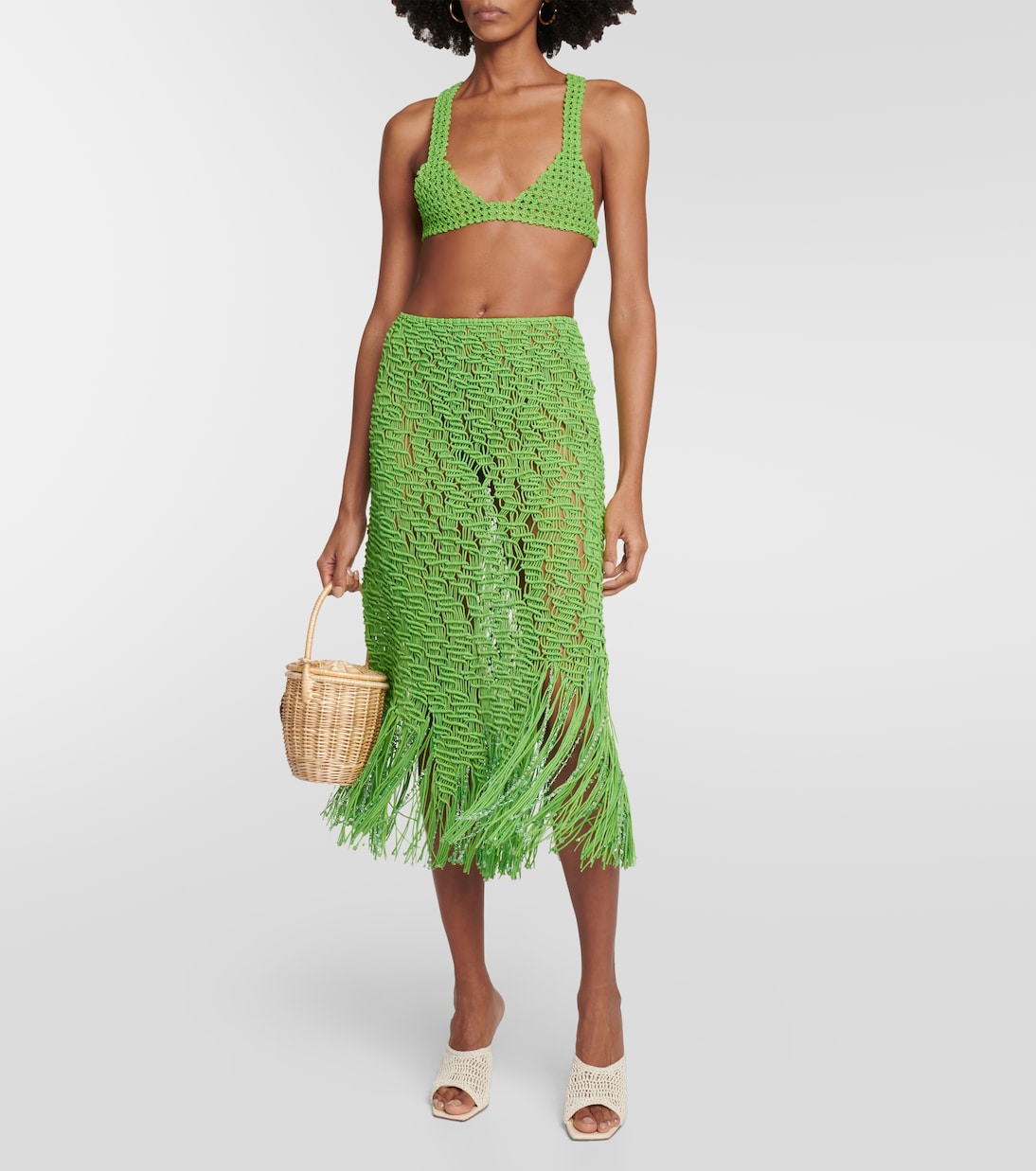 Element fringed cotton midi skirt | Roberta Einer