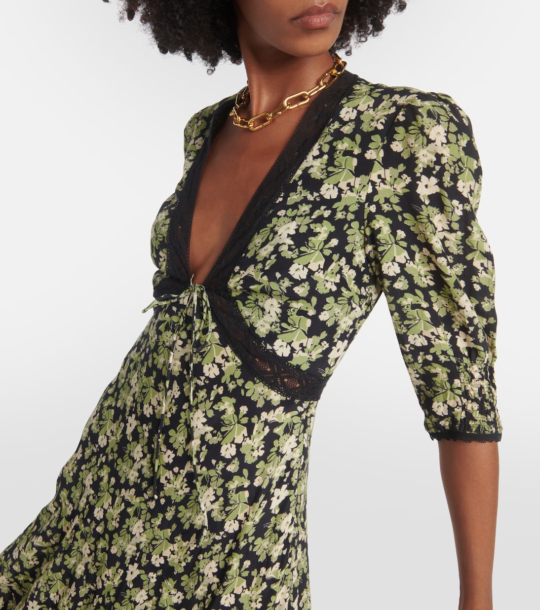 Vestido midi Amina con encaje | Rixo