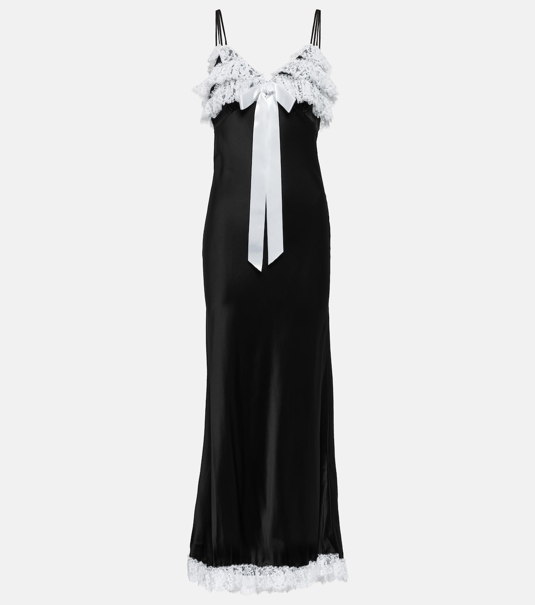 Vestido largo de seda con encaje | Rodarte