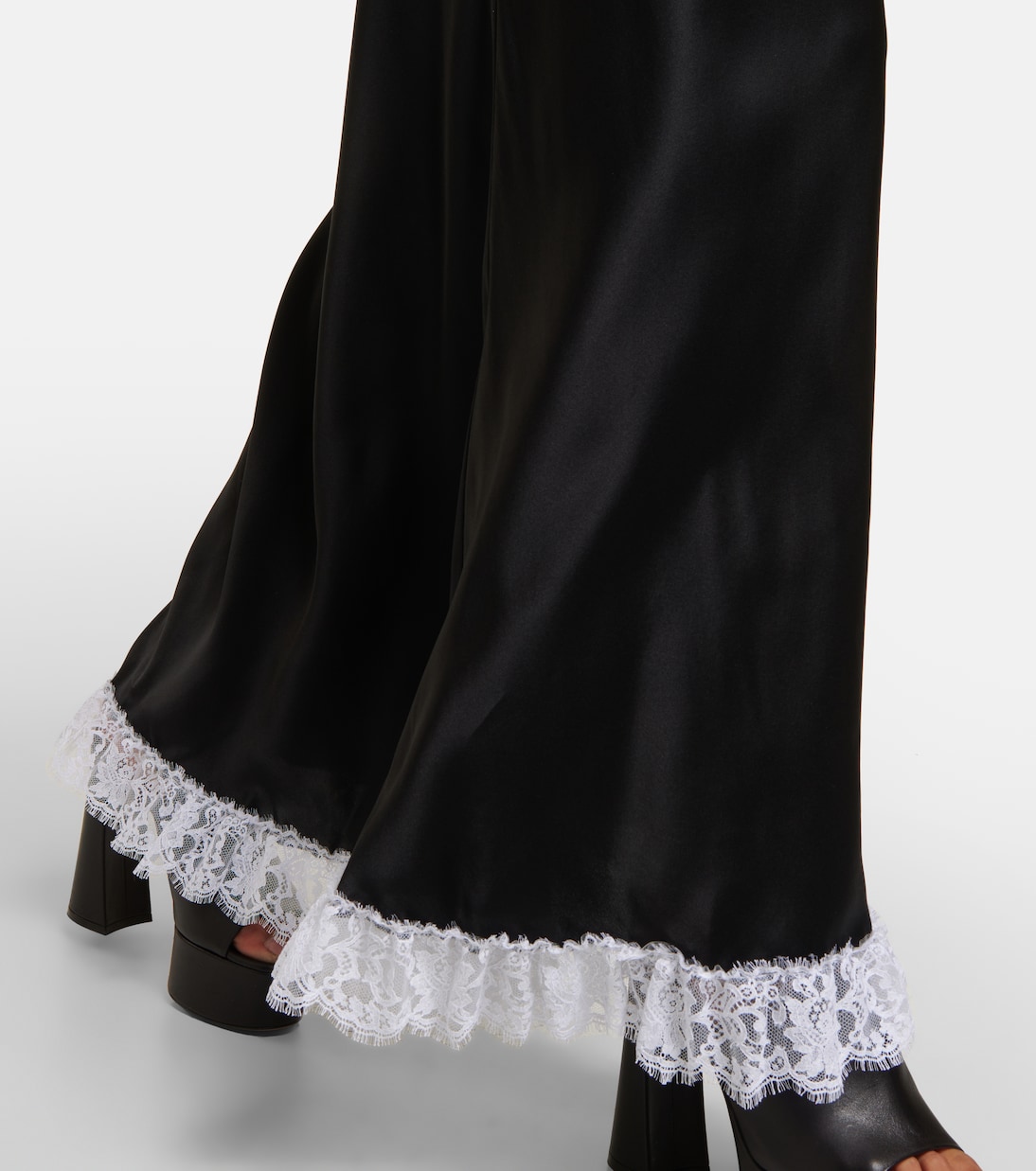 Vestido largo de seda con encaje | Rodarte