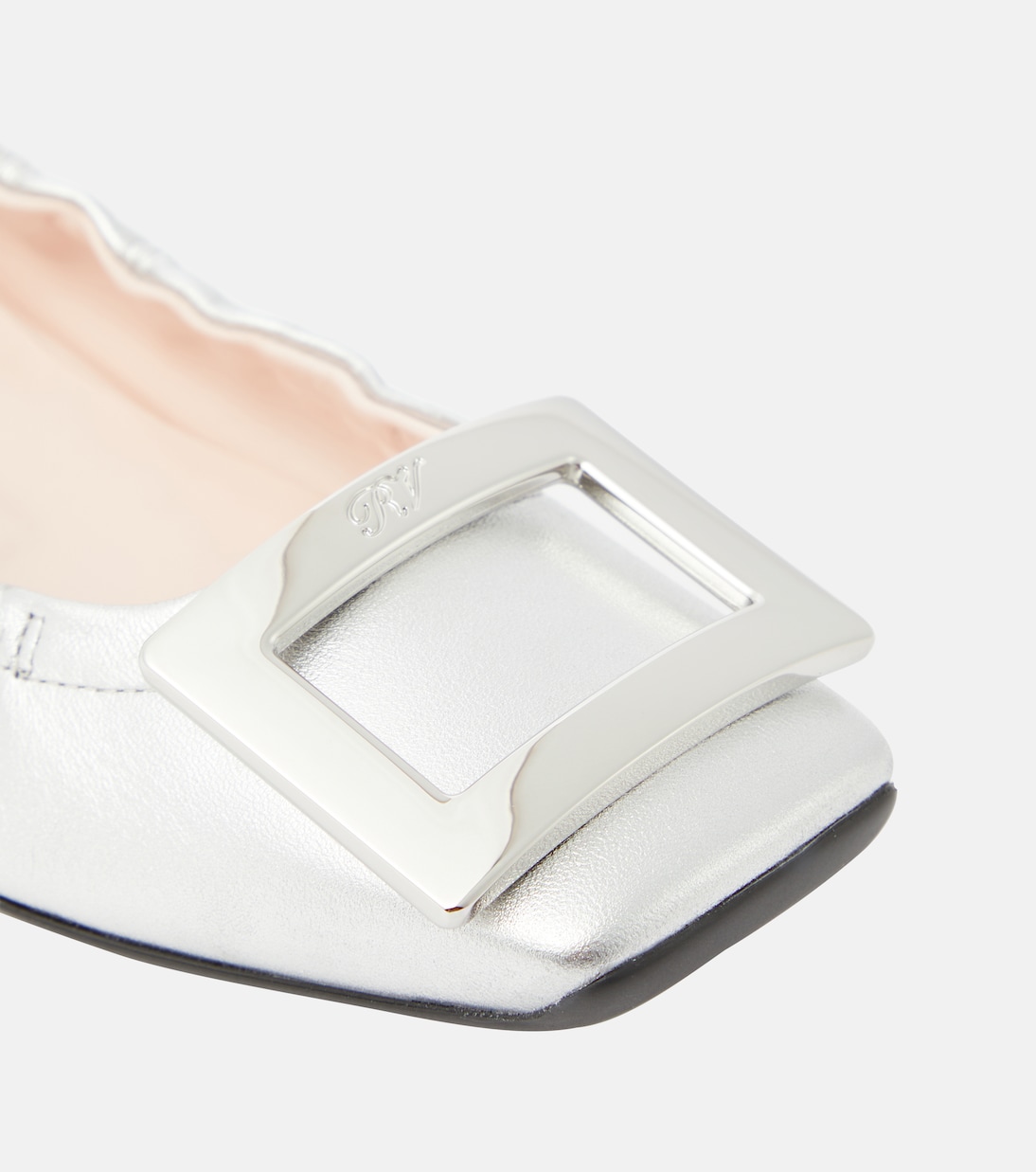 Ballerinas Viv' Pockette aus Metallic-Leder | Roger Vivier