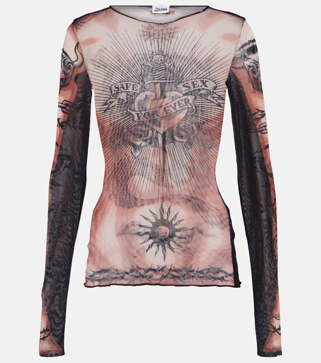 Tattoo Collection tulle top in beige - Jean Paul Gaultier | Mytheresa