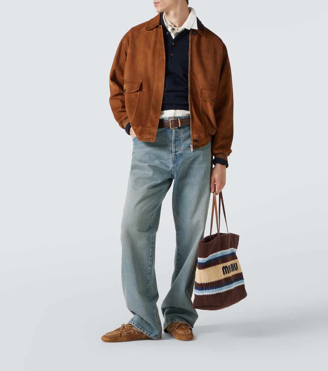 Jeans a gamba larga e vita bassa | Miu Miu