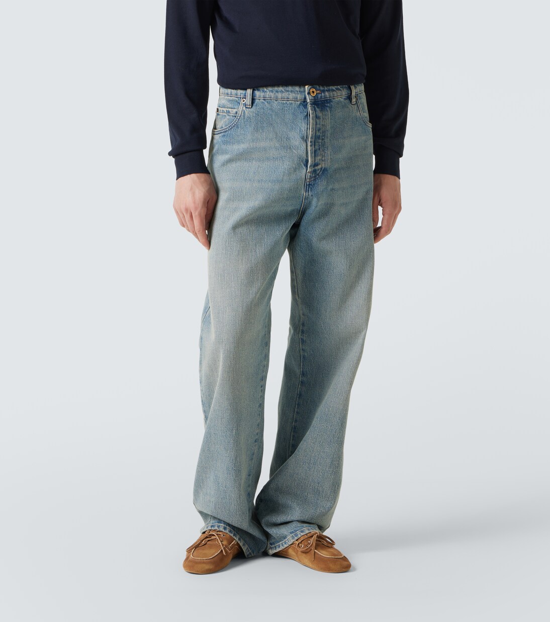Jeans a gamba larga e vita bassa | Miu Miu