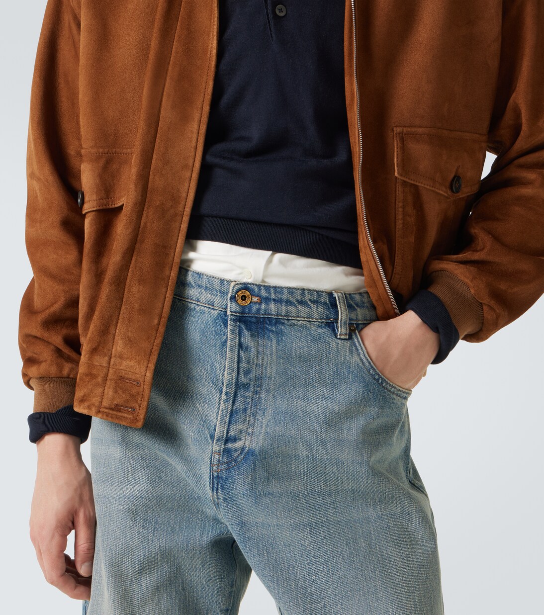 Jeans a gamba larga e vita bassa | Miu Miu