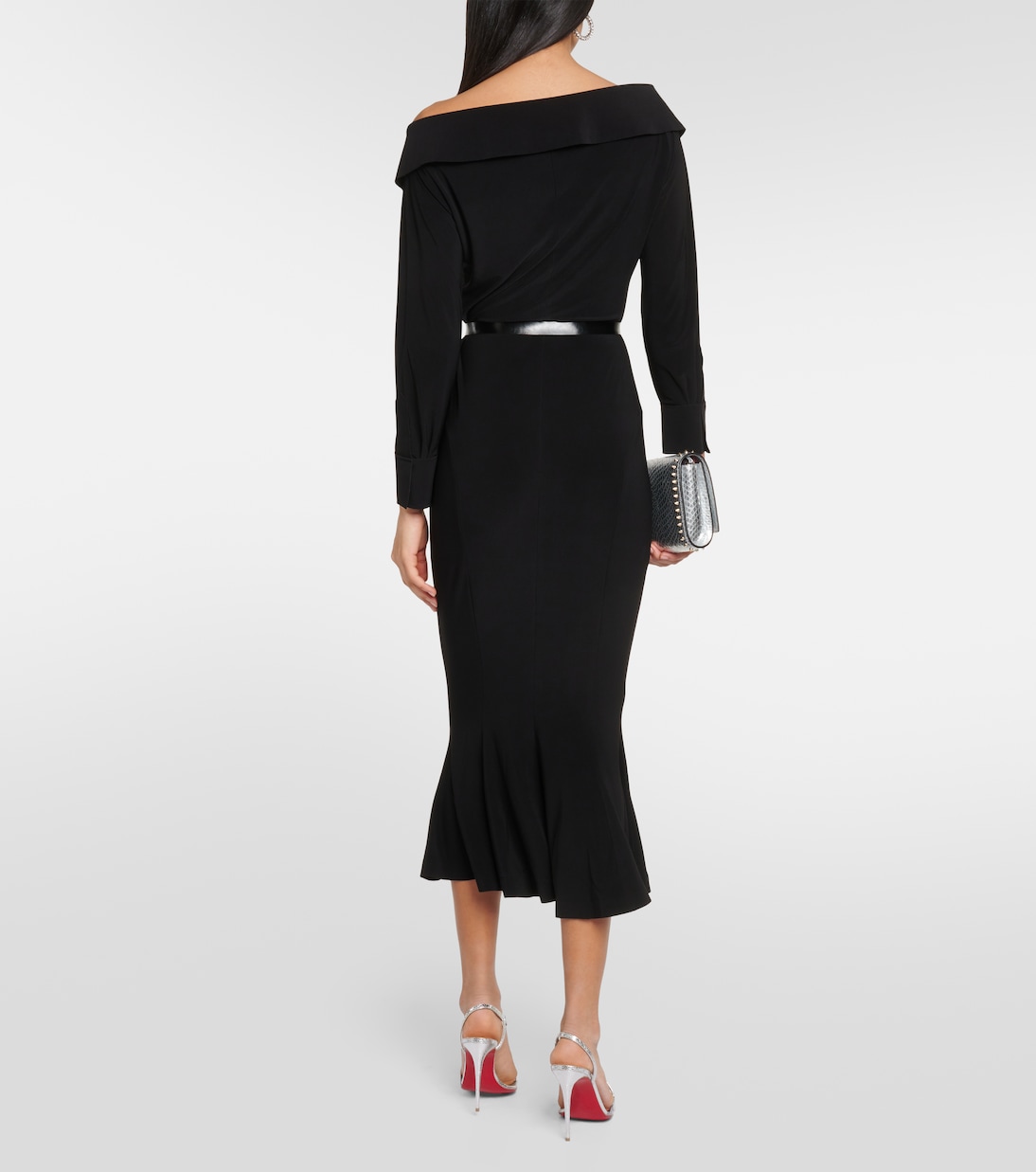 Off-shoulder jersey midi dress | Norma Kamali