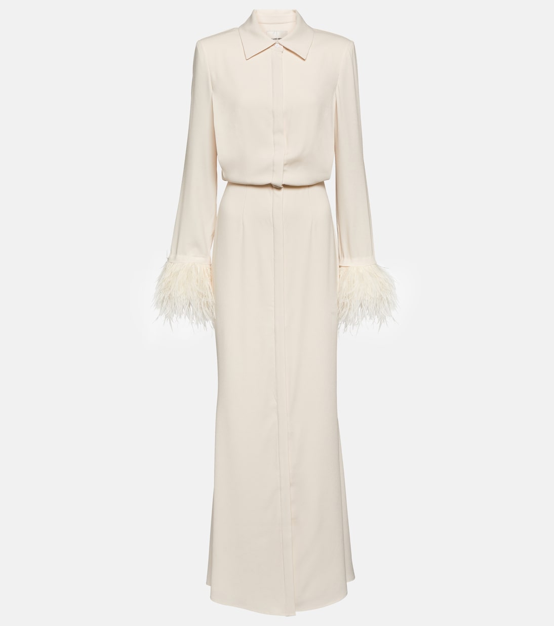 Abito chemisier lungo in crêpe con piume | Roland Mouret