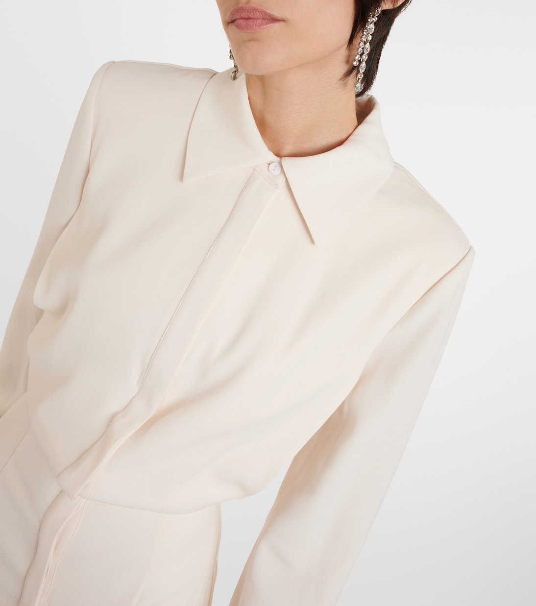 Abito chemisier lungo in crêpe con piume | Roland Mouret
