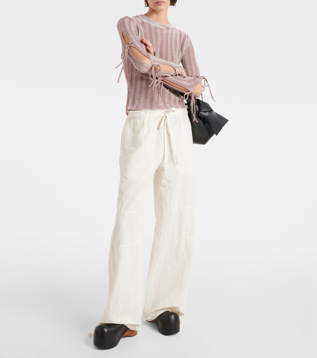 Weite Mid-Rise-Hose aus Baumwolle und Leinen | Acne Studios