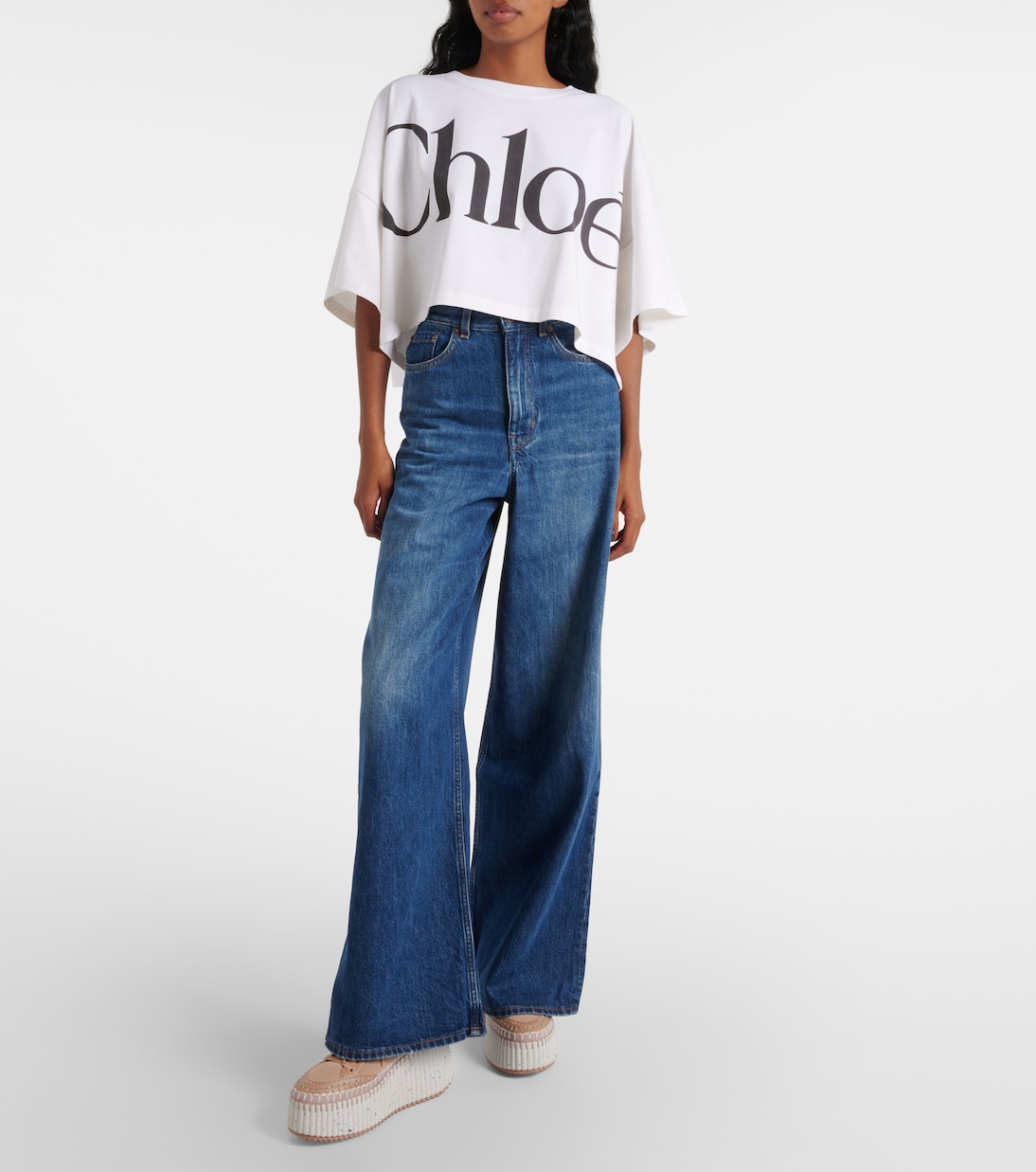 Nama 80 suede and leather wedge sneakers | Chloé
