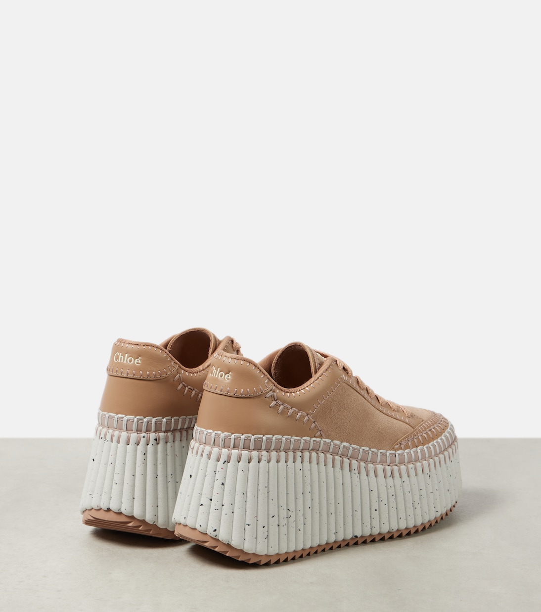 Nama 80 suede and leather wedge sneakers | Chloé