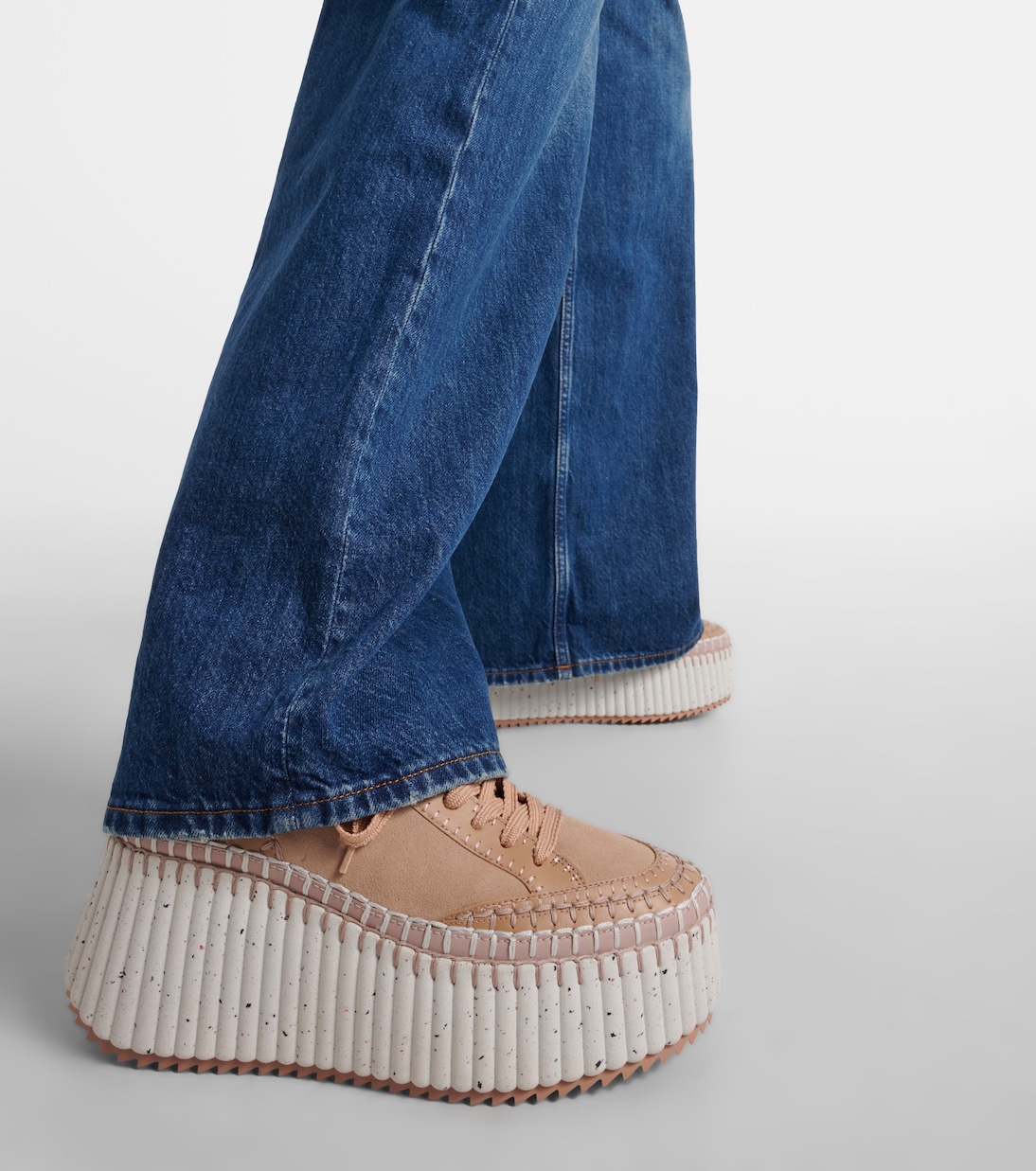 Nama 80 suede and leather wedge sneakers | Chloé