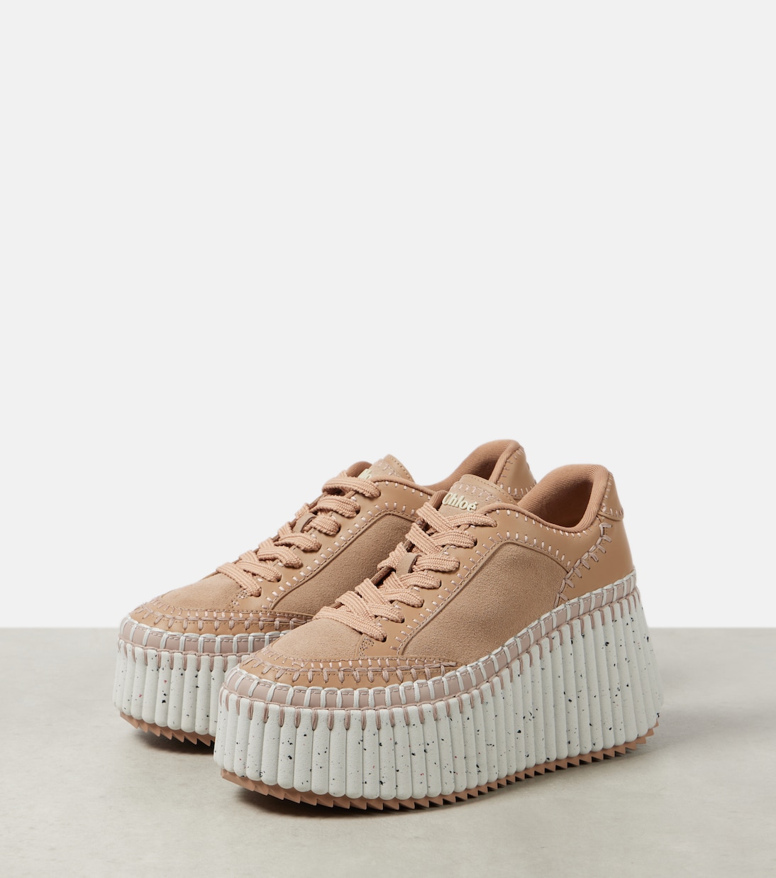 Nama 80 suede and leather wedge sneakers | Chloé