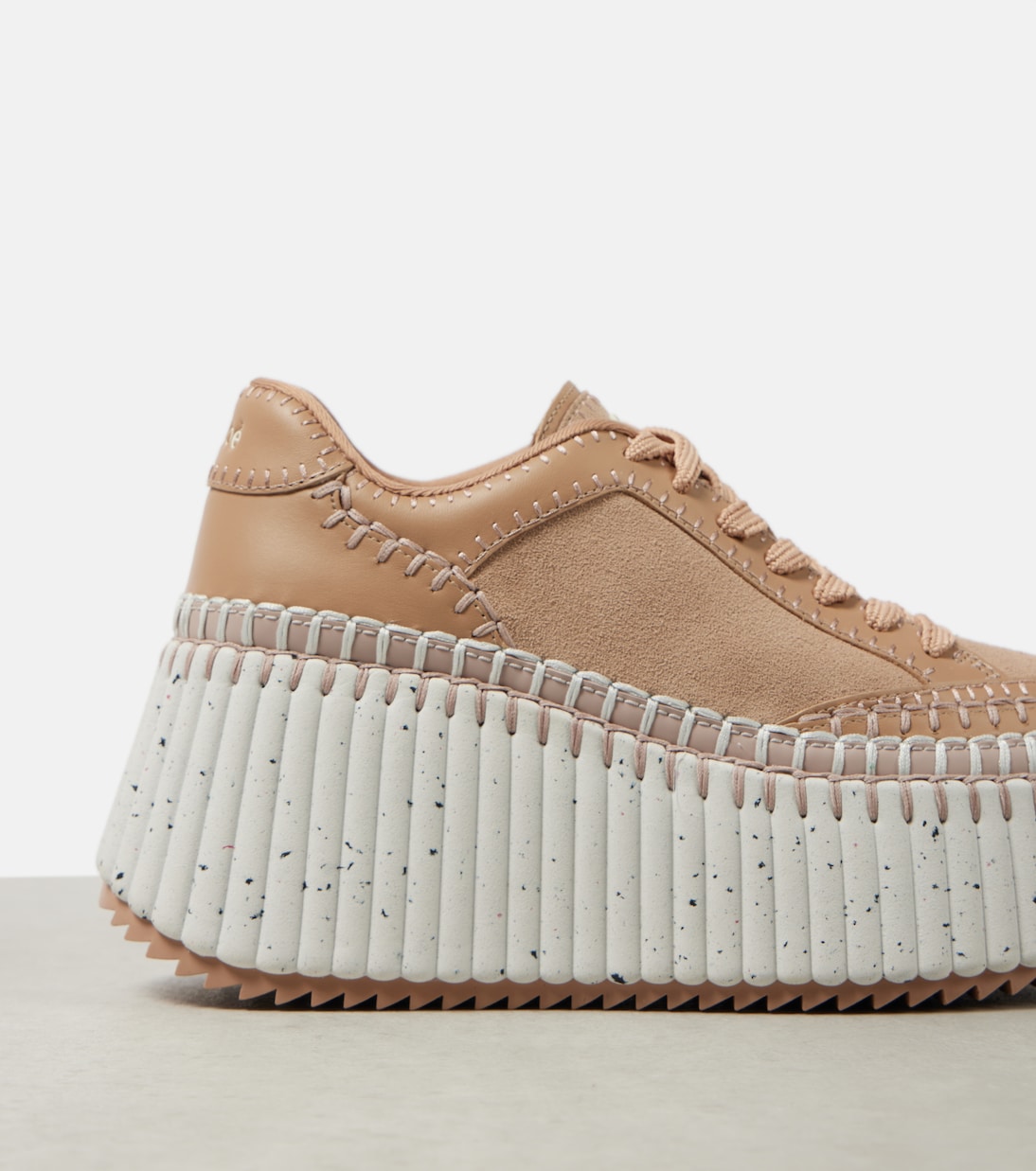 Nama 80 suede and leather wedge sneakers | Chloé