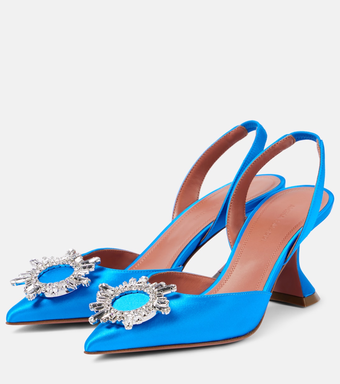 Verzierte Slingback-Pumps Begum 70 aus Satin | Amina Muaddi