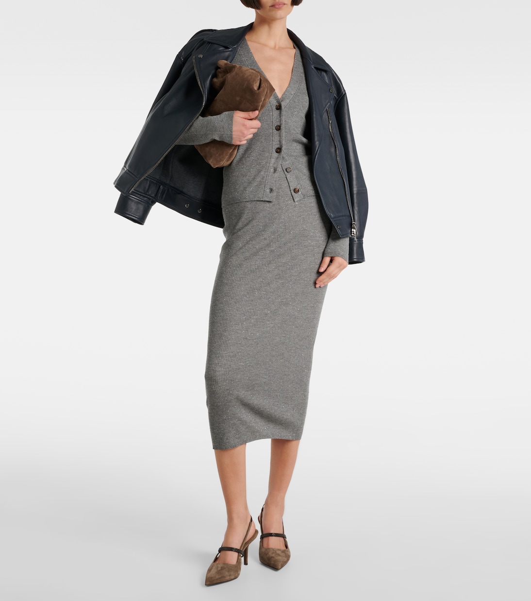 Ribbed-knit midi skirt | Brunello Cucinelli