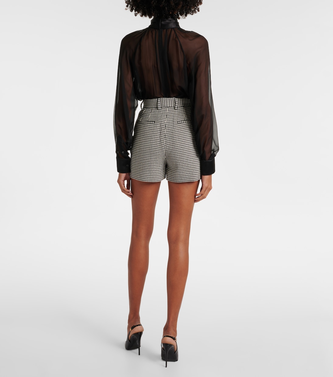 Houndstooth high-rise wool-blend shorts | Dolce&Gabbana