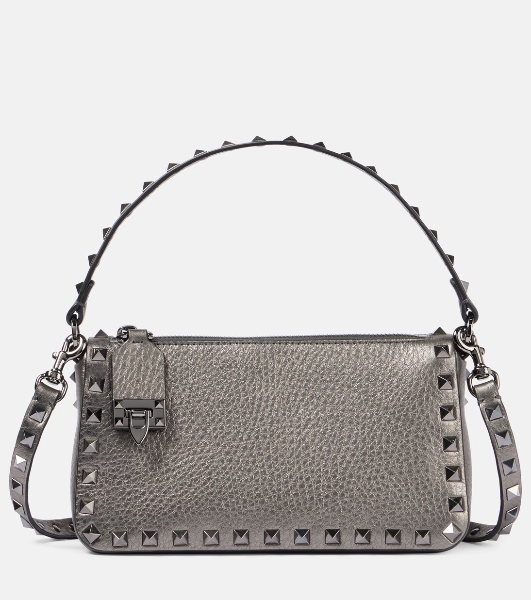 Rockstud Small leather crossbody bag in silver - Valentino Rockstud Small leather crossbody bag in silver - Valentino