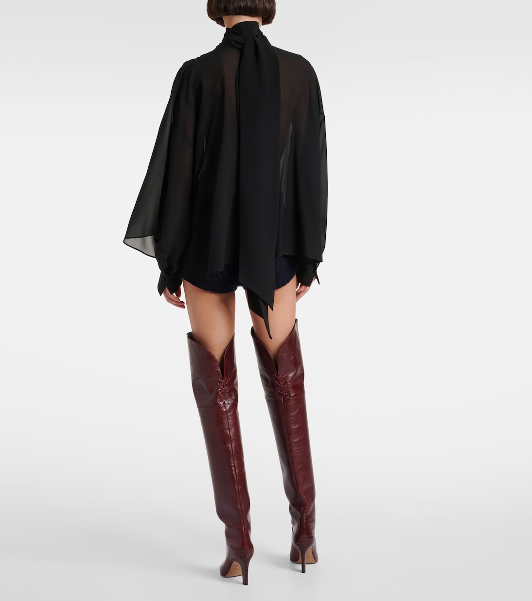Blusa in georgette di seta con fiocco | Chloé