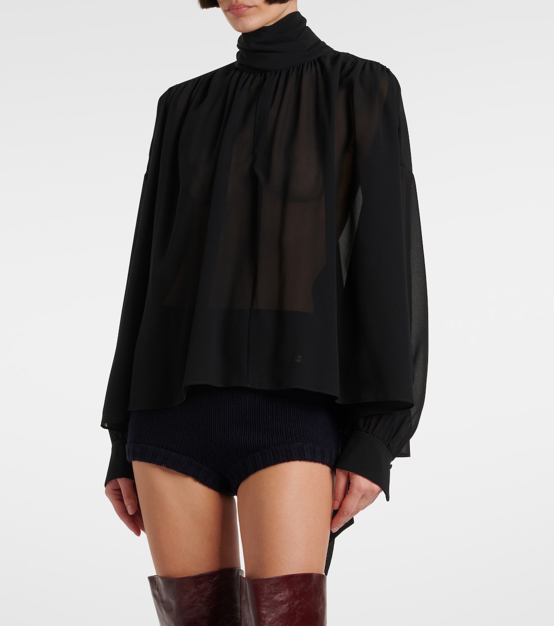 Blusa in georgette di seta con fiocco | Chloé