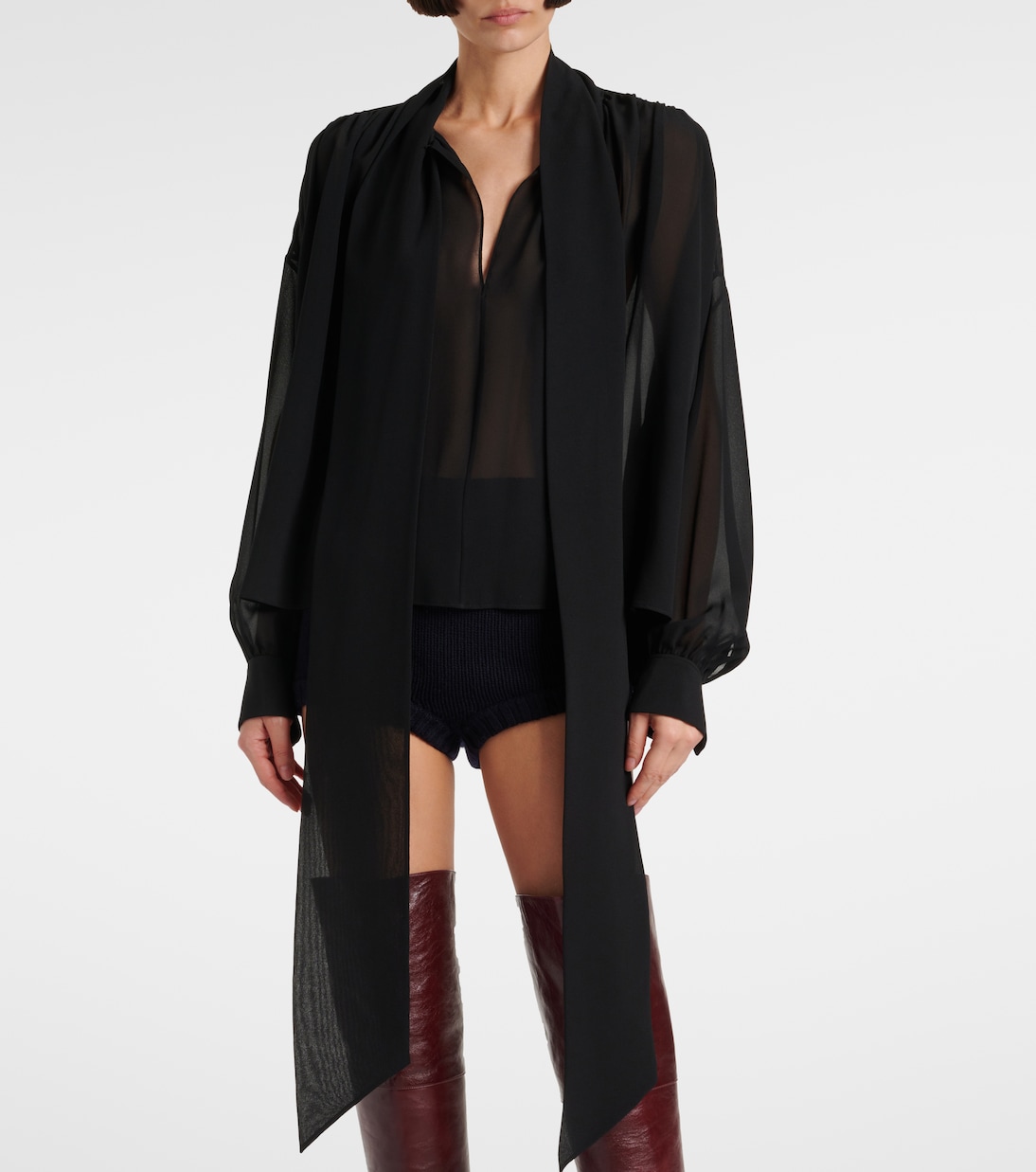 Blusa in georgette di seta con fiocco | Chloé