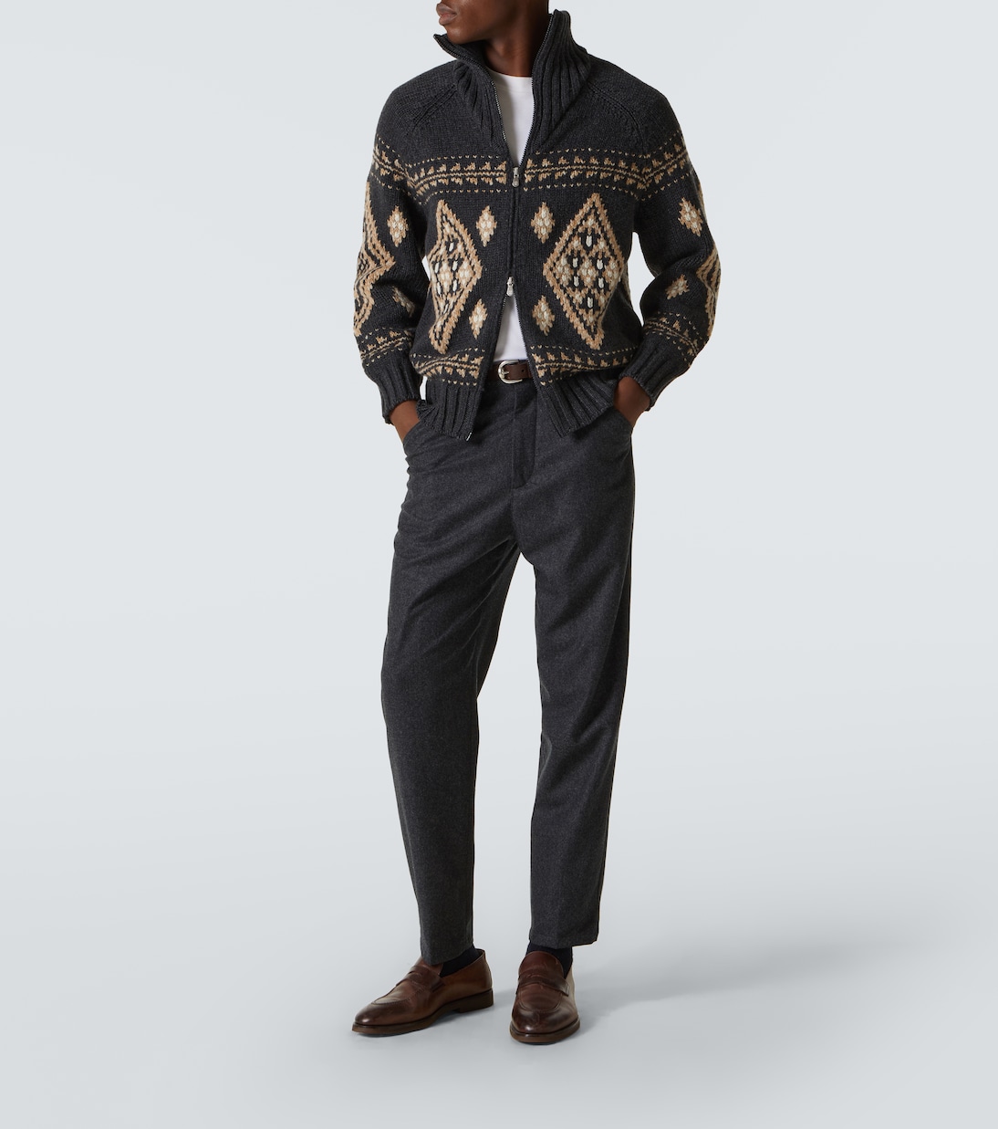 Jacke aus Kaschmir-Jacquard | Brunello Cucinelli