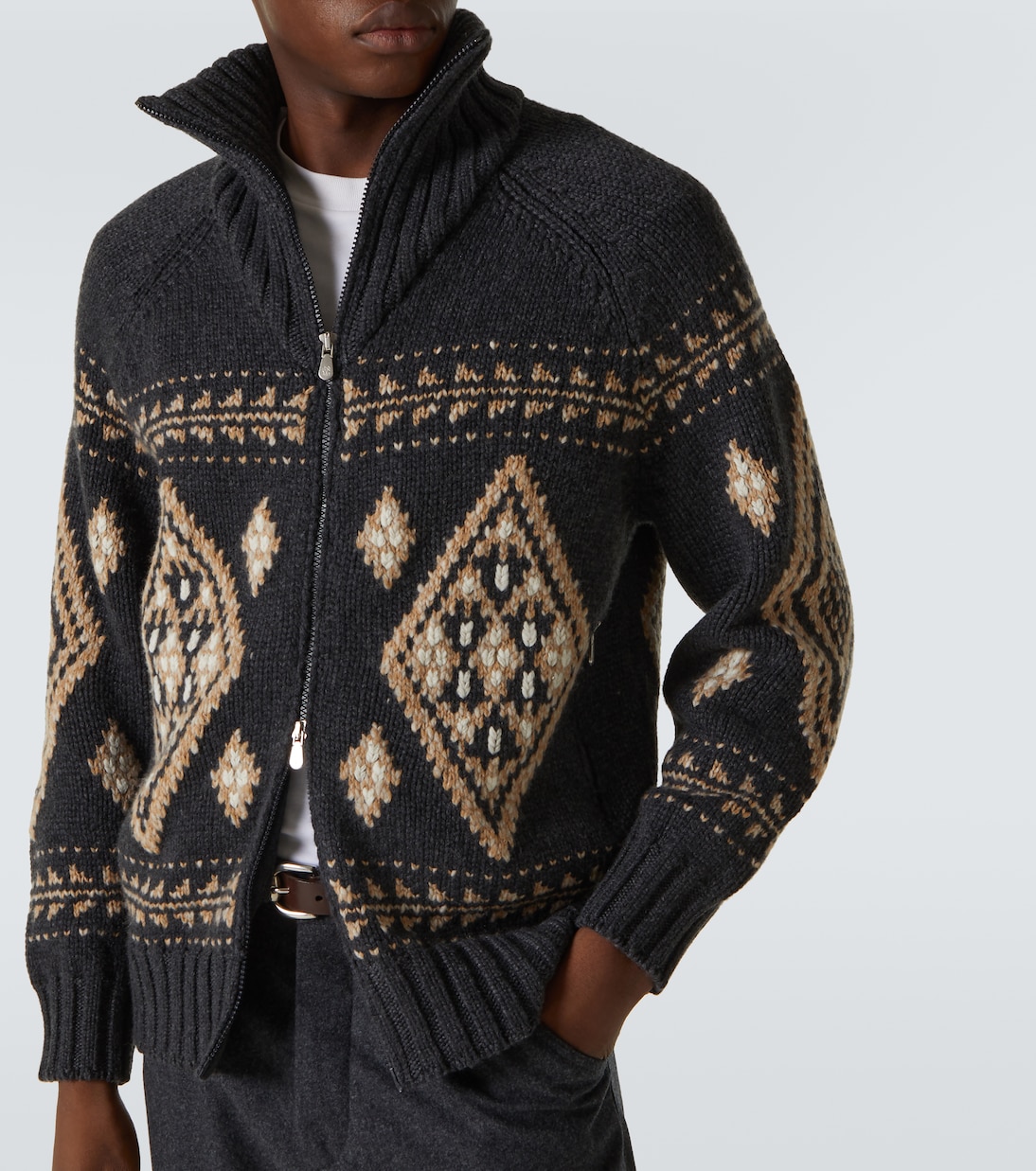 Jacke aus Kaschmir-Jacquard | Brunello Cucinelli