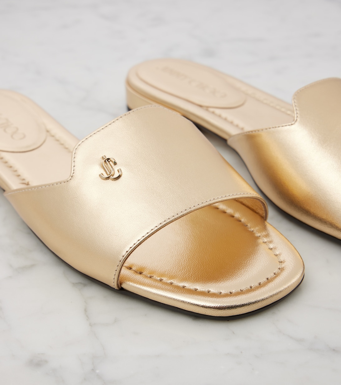 Dina metallic leather slides | Jimmy Choo