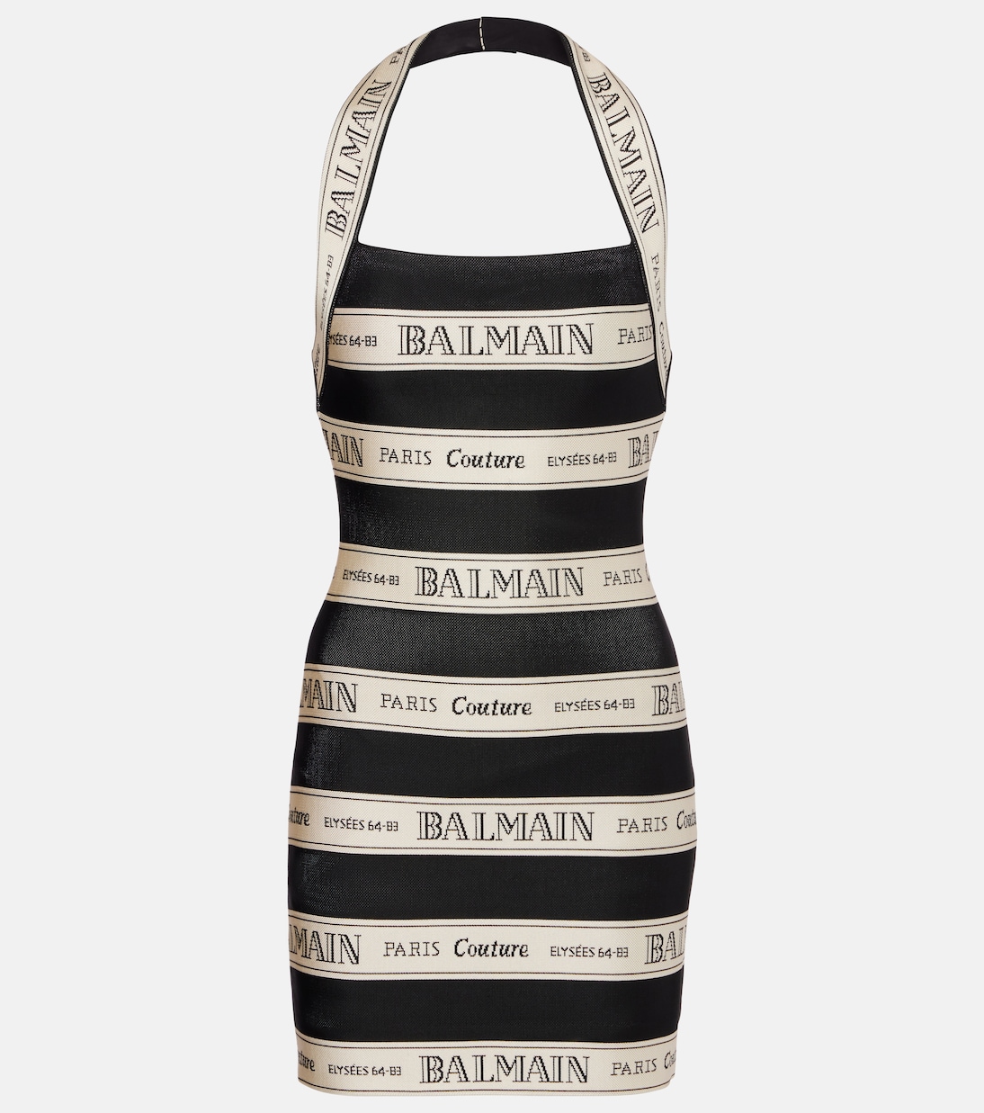 Abito corto in jacquard a righe | Balmain
