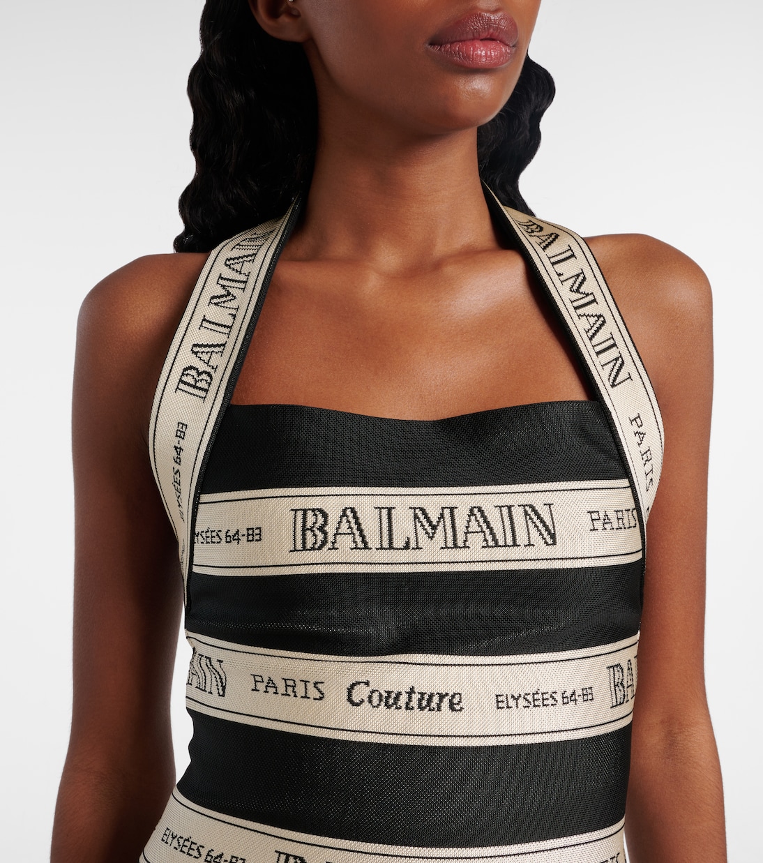 Abito corto in jacquard a righe | Balmain