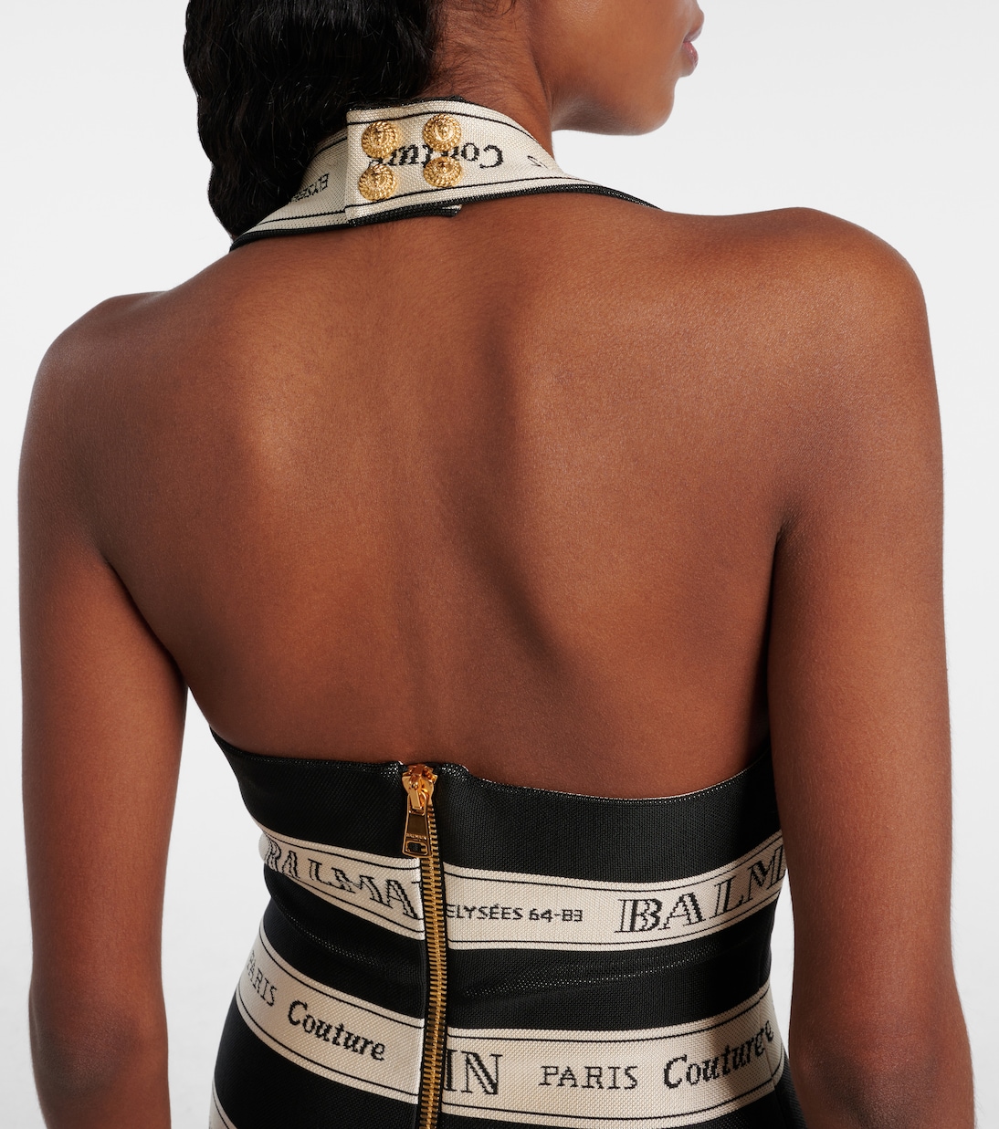 Abito corto in jacquard a righe | Balmain