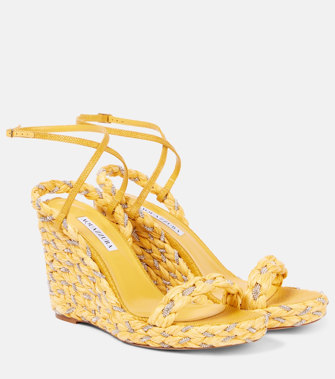 Sandales compensées Costiera Crystal en raphia | Aquazzura