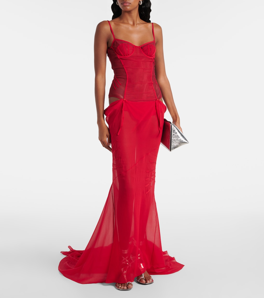 Abito bustier in chiffon con cut-out | The Attico