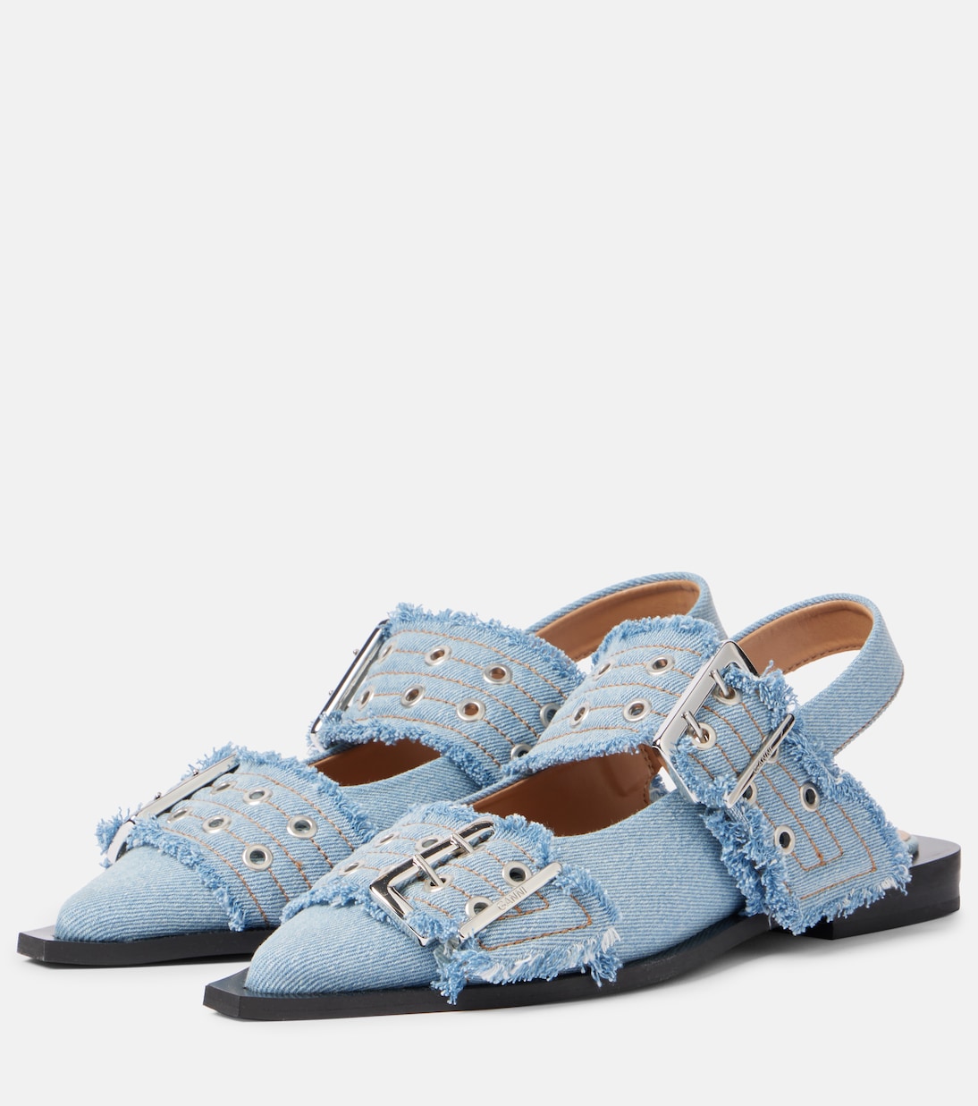 Scarpe ballerina in denim con fibbia elegante GANNI per uno stile giovane e fresco