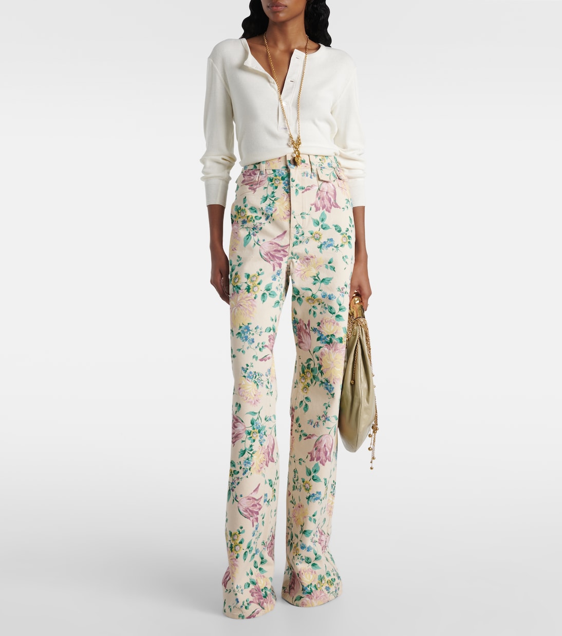 Jeans flared a vita alta con stampa | Chloé