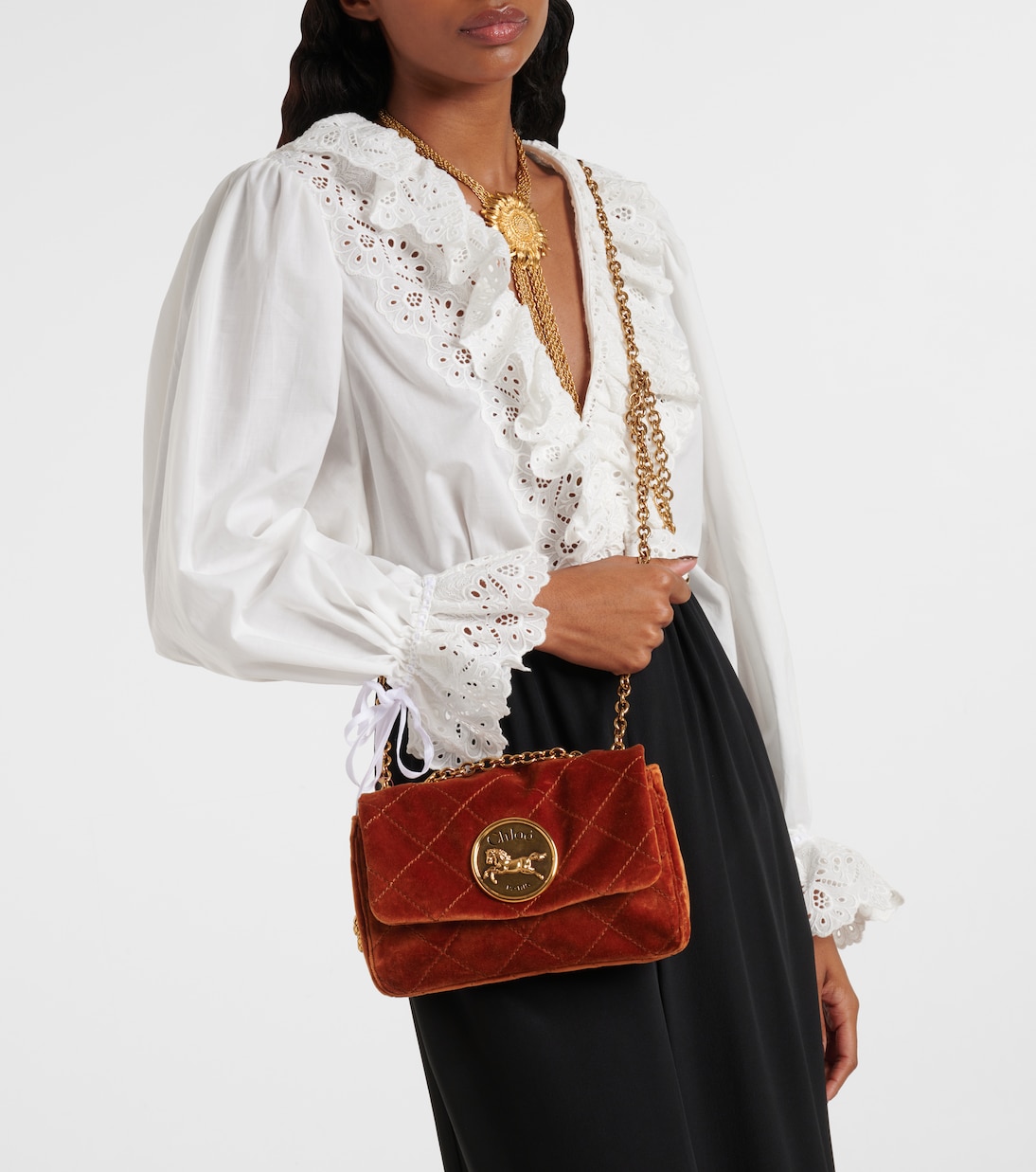Schultertasche Chloé Heritage aus Veloursleder | Chloé