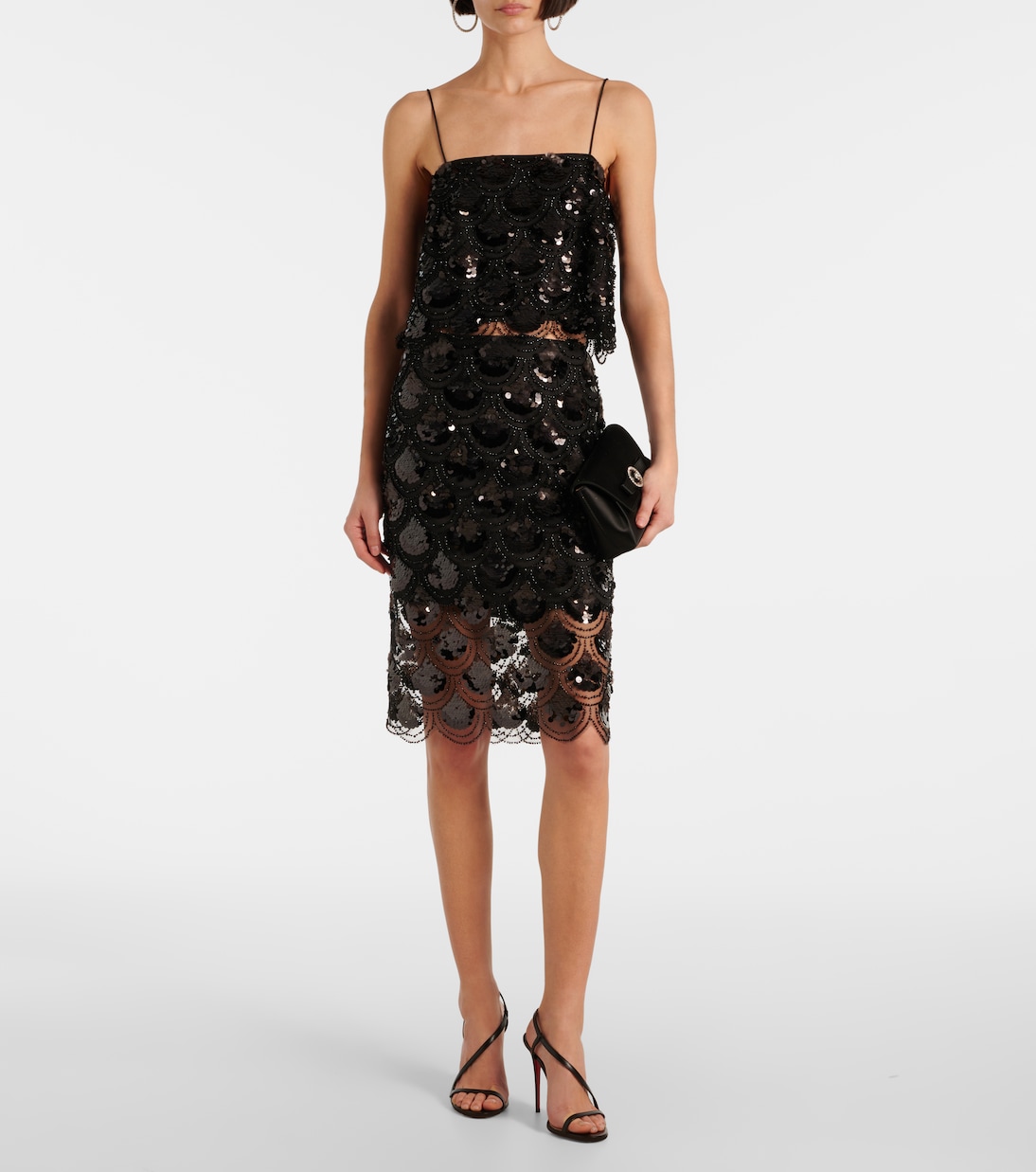 Sequined scalloped crop top | Rotate