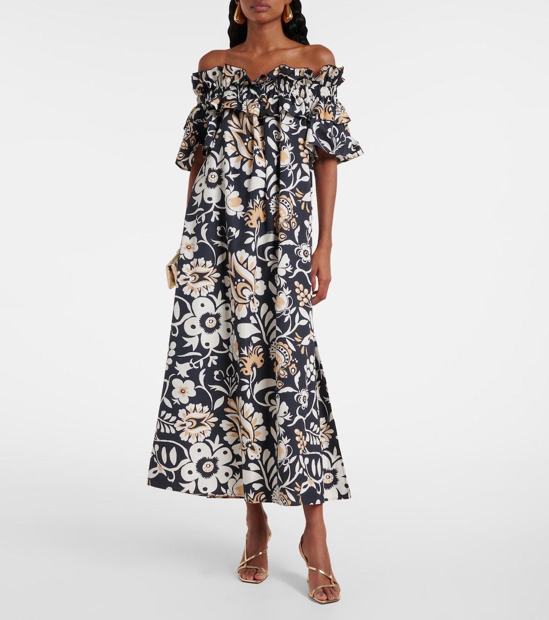Breakfast ruffled cotton poplin midi dress | La DoubleJ