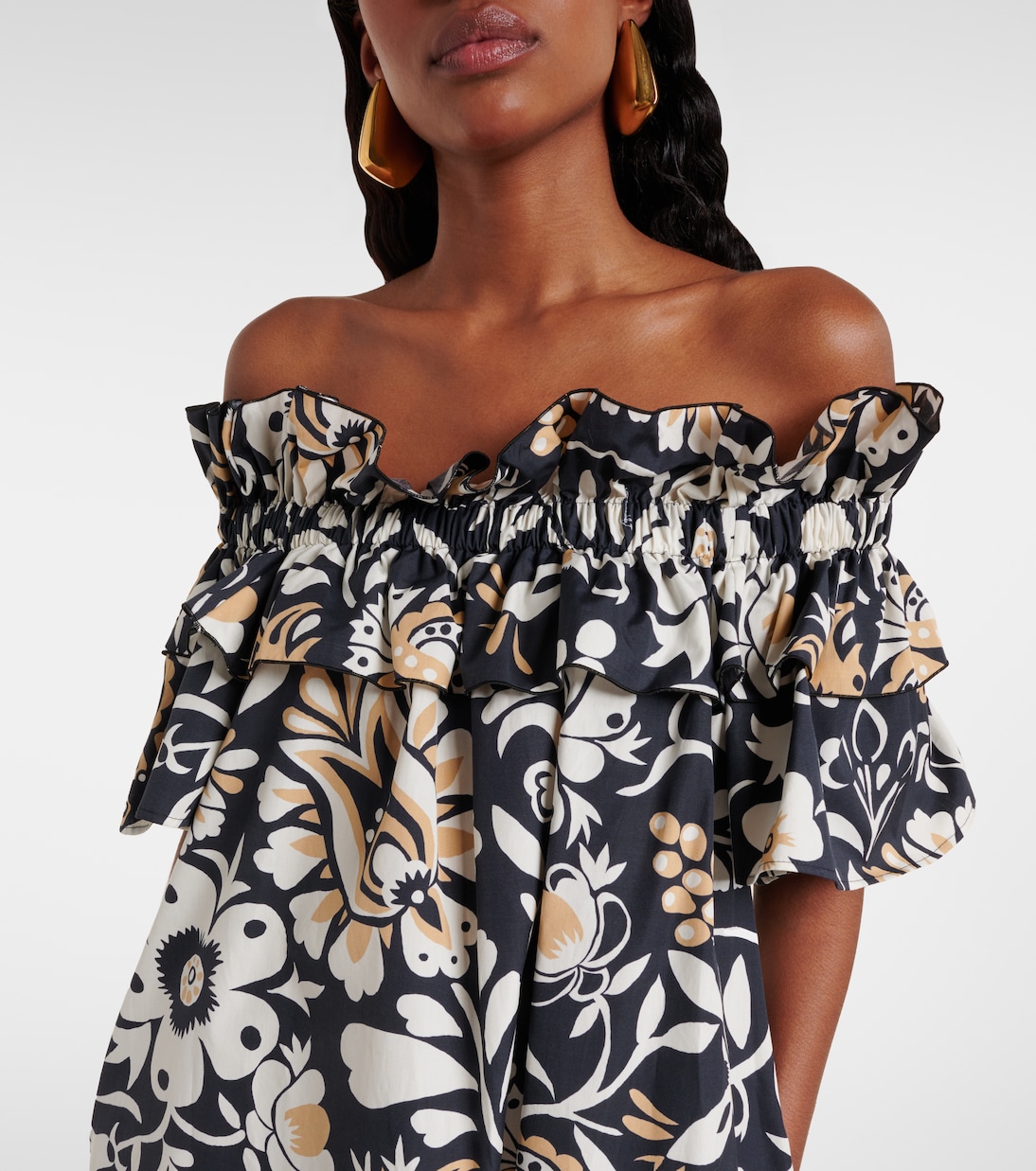 Breakfast ruffled cotton poplin midi dress | La DoubleJ